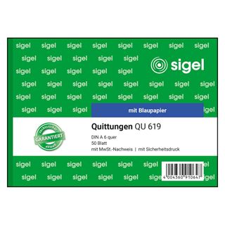 SIGEL Quittung, MwSt. separat ausgewiesen Formularbuch QU619