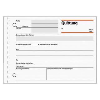 SIGEL Quittung, MwSt. separat ausgewiesen Formularbuch QU619