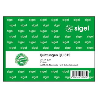 SIGEL Quittung, MwSt. separat ausgewiesen Formularbuch QU615