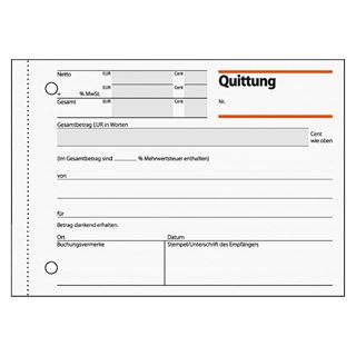 SIGEL Quittung, MwSt. separat ausgewiesen Formularbuch QU615