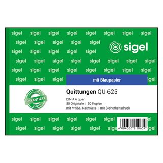SIGEL Quittung, MwSt. separat ausgewiesen Formularbuch QU625