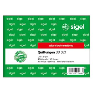 SIGEL Quittung, MwSt. separat ausgewiesen Formularbuch SD021