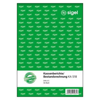 SIGEL Kassenbericht/Bestandsrechnung Formularbuch KA518