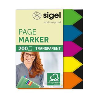SIGEL TRANSPARENT Haftmarker farbsortiert 5x 40 Streifen