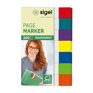 SIGEL transparent Haftmarker farbsortiert 7x 40 Streifen