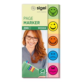 SIGEL DESIGN Haftmarker farbsortiert "Smiley" 5x 40 Streifen