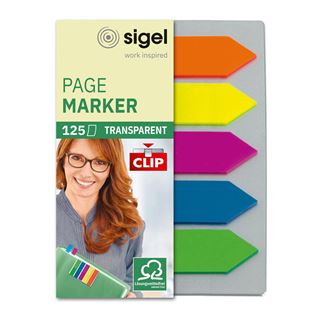 SIGEL Haftmarker Pfeile mit Clip Haftmarker farbsortiert 5x 25