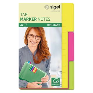 SIGEL TAB MARKER NOTES Haftnotizen farbsortiert 42 Blatt