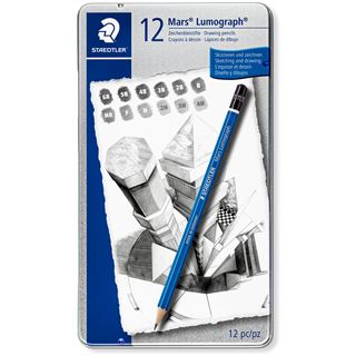STAEDTLER Mars Lumograph 100 Bleistifte 6B - 4H blau, 12 St.