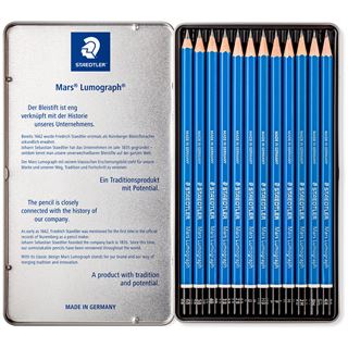 STAEDTLER Mars Lumograph 100 Bleistifte 6B - 4H blau, 12 St.