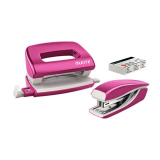LEITZ Locher und Heftgeräte Set NeXXt WOW pink-metallic