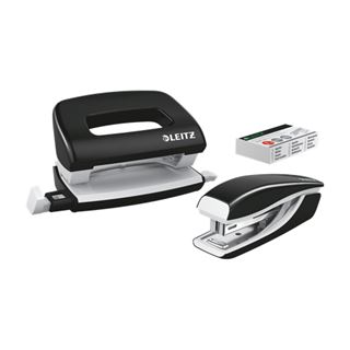 LEITZ Locher und Heftgeräte Set WOW 5095 schwarz-metallic