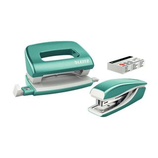 LEITZ Locher und Heftger&auml;te Set NeXXt WOW 5561 eisblau-metallic