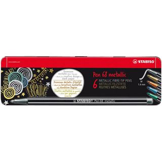 STABILO Pen 68 metallic Filzstifte farbsortiert, 6 St.