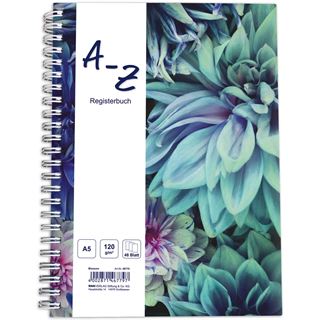 RNK-Verlag Notizbuch mit ABC Register Blossom DIN A5 liniert,