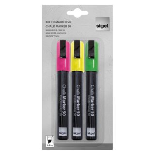 SIGEL Kreidemarker farbsortiert 1,0 - 5,0 mm, 3 St.