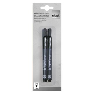 SIGEL 20 Kreidemarker schwarz 1,0 - 2,0 mm, 2 St.