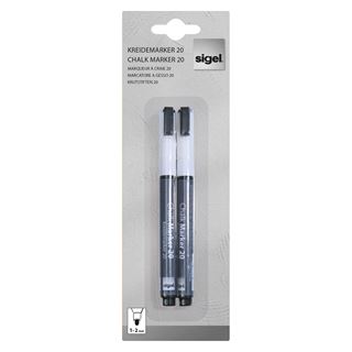 SIGEL 20 Kreidemarker wei&szlig; 1,0 - 2,0 mm, 2 St.