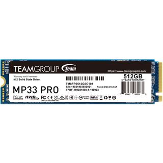 512GB TeamGroup MP33 Pro M.2 2280 PCIe 3.0 x4 3D-NAND TLC