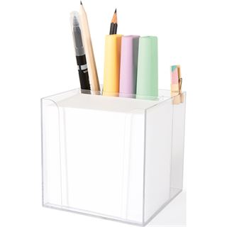 folia Zettelbox mit Stiftehalter transparent inkl. 700 Notizzettel