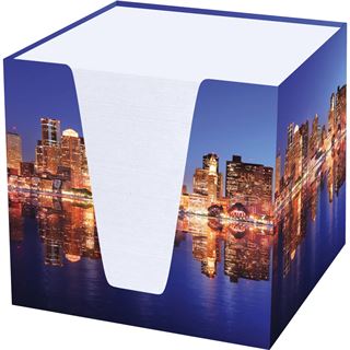 RNK-Verlag Zettelbox Skyline weiß inkl. ca. 900 Notizzettel