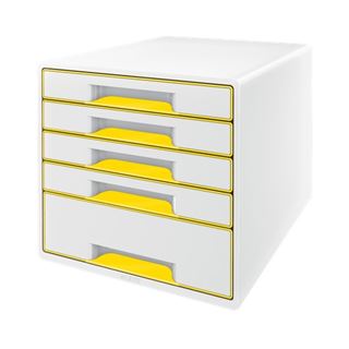 LEITZ Schubladenbox WOW Cube perlwei&szlig;/gelb 52142016, DIN A4 mit