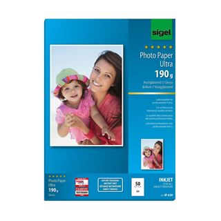 SIGEL Fotopapier IP639 DIN A4 hochgl&auml;nzend 190 g/qm 50 Blatt