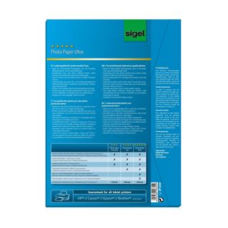 SIGEL Fotopapier IP639 DIN A4 hochgl&auml;nzend 190 g/qm 50 Blatt
