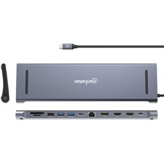 Manhattan Dockingstation 12-in-1 4K 1xHDMI 2xDP 3xUSB-A
