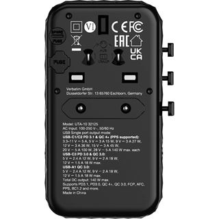 140 Watt Verbatim GAN III UTA-10 2 X USB-C PD QC 4+/2 X USB-A