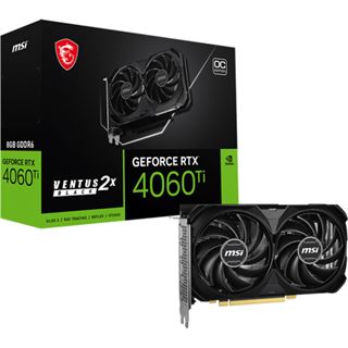 8GB MSI GeForce RTX 4060 Ti Ventus 2X Black E1 OC Aktiv PCIe 4.0 x16