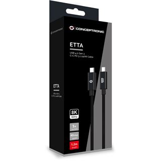 (€11,58*/1m) 1.20m Conceptronic USB-C Anschlusskabel USB 4.0 USB