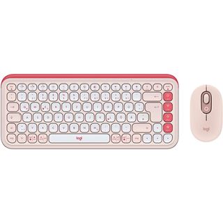 Logitech POP Icon Combo Deutsch USB und Bluetooth rose/wei&szlig;
