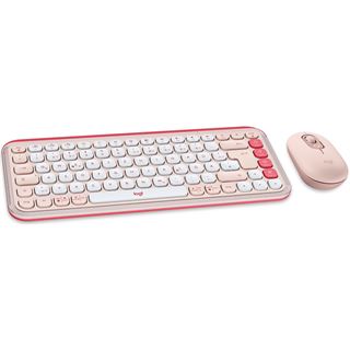 Logitech POP Icon Combo Deutsch USB und Bluetooth rose/wei&szlig;