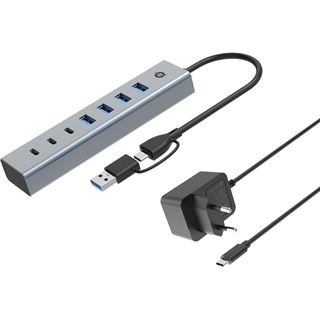 Conceptronic USB-Hub 7-Port 3.2/C->4x3.0 3xUSB-C m.Netz. gr