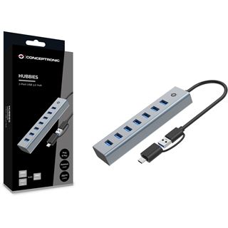 Conceptronic USB-Hub 7-Port 3.0/C->7x3.0 +TypC 5Gbps m.Nz gr