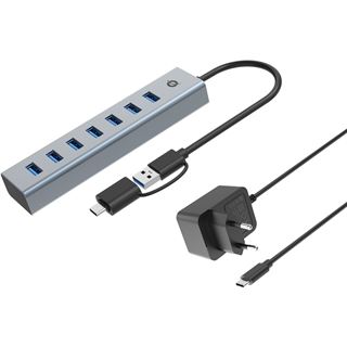 Conceptronic USB-Hub 7-Port 3.0 ->7x3.0 +TypC 5Gbps m.Nz gr