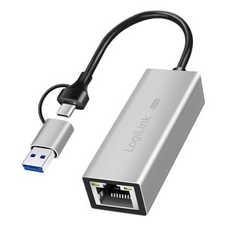 LogiLink USB-A/-C auf 2,5G Ethernet-Netzwerkadapter grau