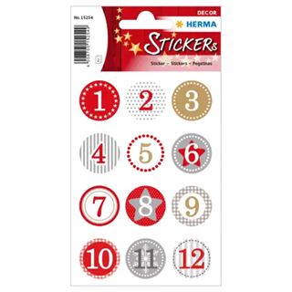 HERMA DECOR ADVENTSKALENDERZ.1-24, ROT &Oslash; 2 cm