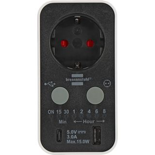 Brennenstuhl Countdown Timer-Steckdose mit USB A und USB C