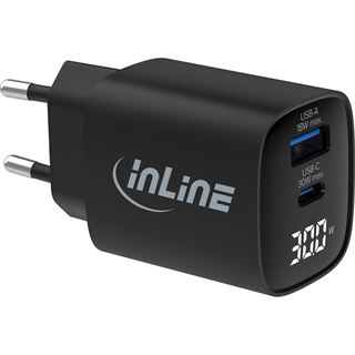 InLine USB PD Netzteil, GaN Ladegerät, 2-Port, USB-C + USB-A,