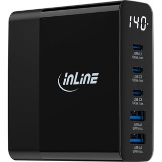 InLine USB PD Netzteil, GaN Ladegerät, 5-Port, USB-C + USB-A,