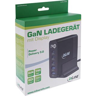 InLine USB PD Netzteil, GaN Ladegerät, 5-Port, USB-C + USB-A,