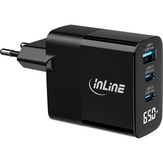 InLine USB PD Netzteil, GaN Ladegerät, 3-Port, USB-C + USB-A,