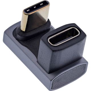InLine USB4 Adapter, USB-C Stecker/Buchse 180&deg;, Aluminium, grau
