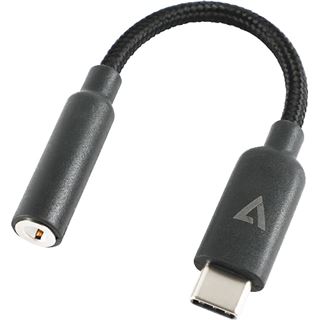 V7 Audio Adapter USB C Stecker auf Klinke Buchse Schwarz