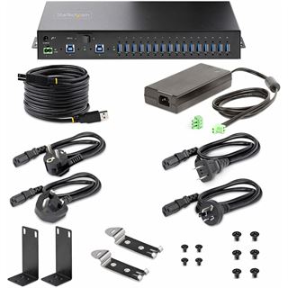 StarTech 16-Port Industrial USB 5Gbps Hub with Power Adapter, Metal