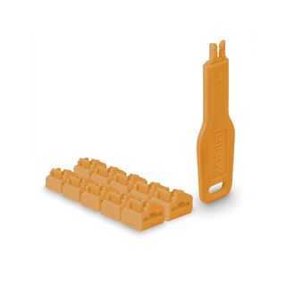 Lindy RJ45 Port Schl&ouml;sser Orange, 10 Stck + 1 Schl&uuml;ssel