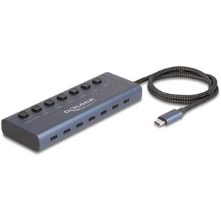 Delock USB 5 Gbps Hub mit 7 USB Type-C Ports mit Schalter davon 6 x