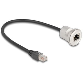 Delock RJ45 Einbaubuchse mit Kabelpeitsche Stecker Cat.5e STP 30 cm